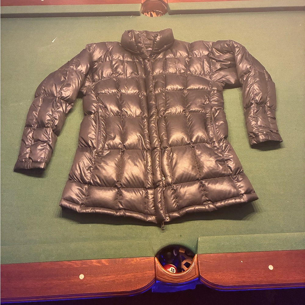 The North Face Womens Transit Goose Puffer Jacket Down Full Zip Pockets Black S